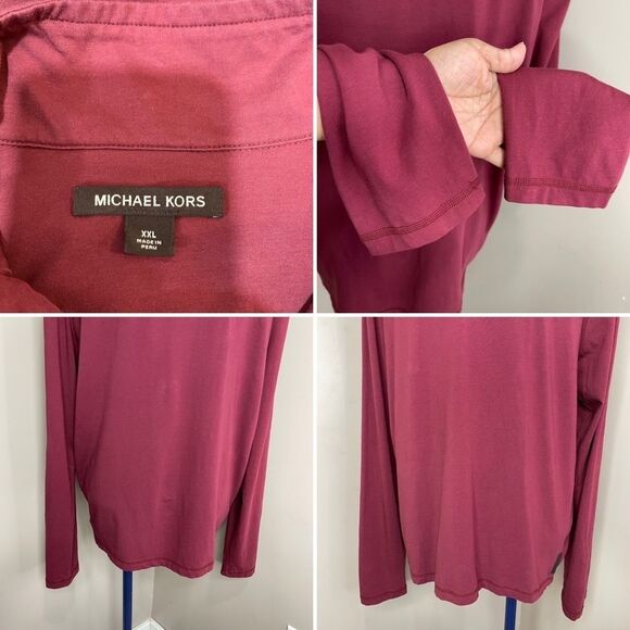 Michael Kors Mens Sweater 2XL Mock Neck Red Half Zip - Picture 6 of 14